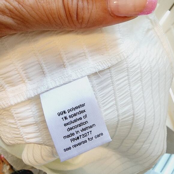 ELIZABETH AND JAMES WHITE BALLOON SLEEVE BLOUSE LARGE - Picture 7 of 7